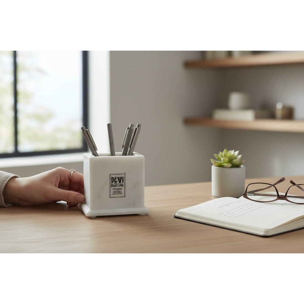 Devi Designs Marble Tumbler Holder Unisex OS White Brand New Handcrafted India